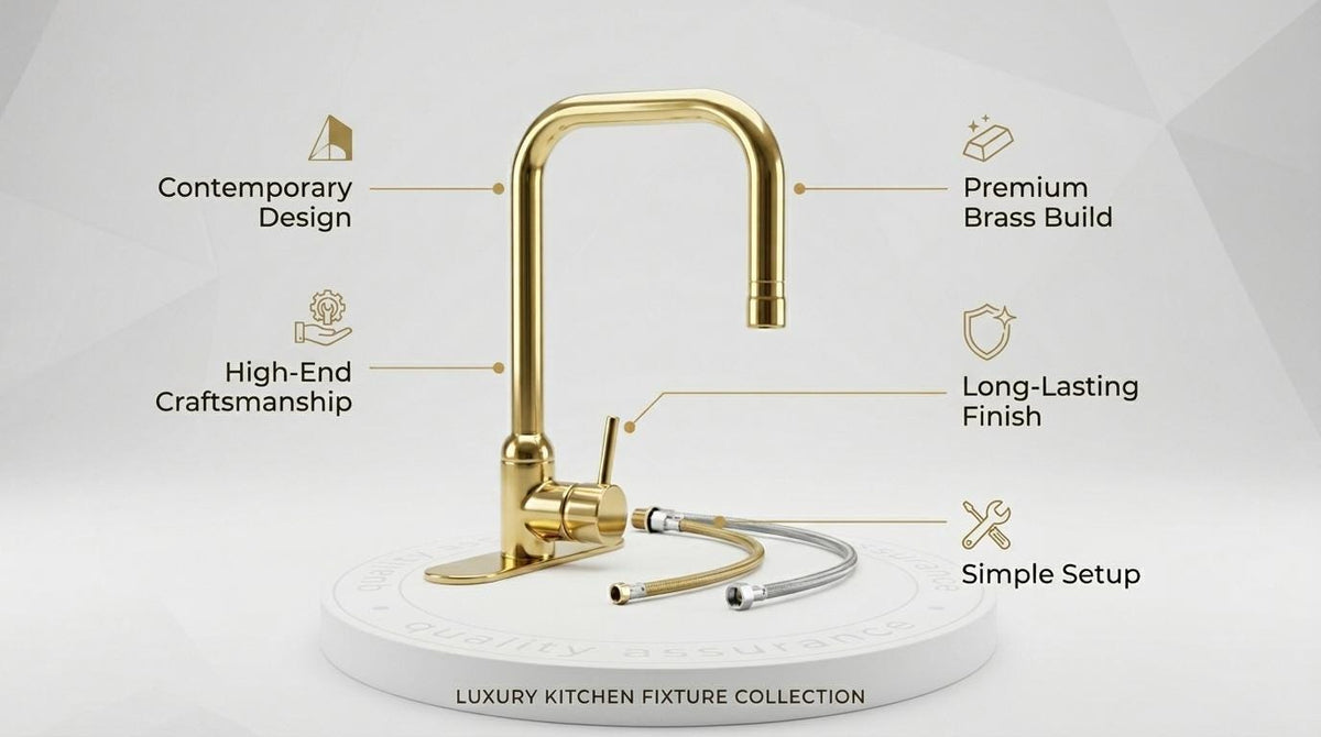 Unlacquered Solid Brass Kitchen Faucet, Gooseneck with Base — Vintage Bridge Tap, Bar/Prep Sink