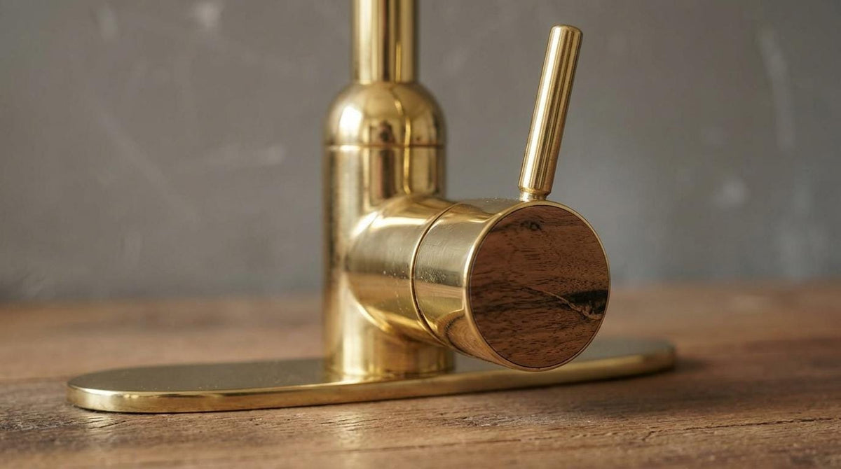 Unlacquered Solid Brass Kitchen Faucet, Gooseneck with Base — Vintage Bridge Tap, Bar/Prep Sink
