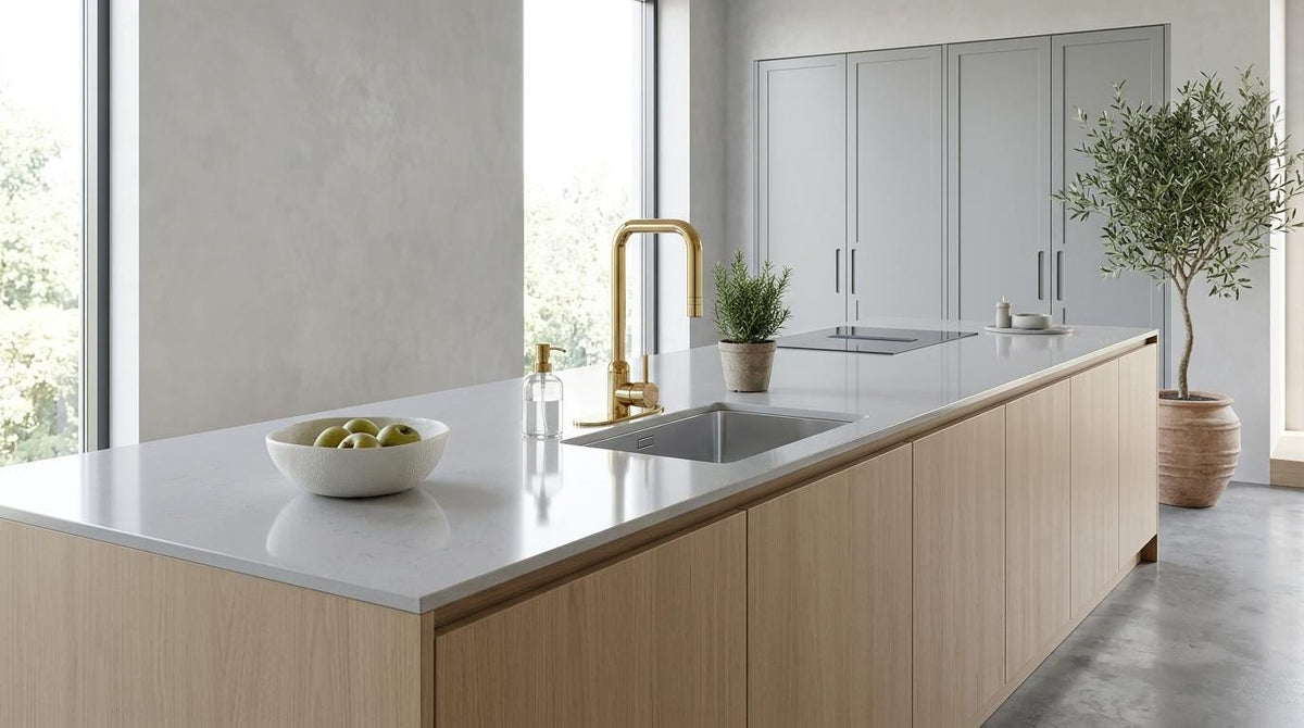 Unlacquered Solid Brass Kitchen Faucet, Gooseneck with Base — Vintage Bridge Tap, Bar/Prep Sink