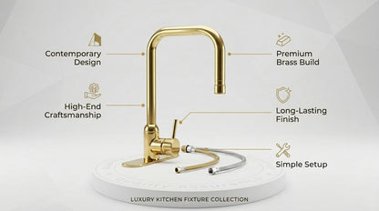 Unlacquered Solid Brass Kitchen Faucet, Gooseneck with Base — Vintage Bridge Tap, Bar/Prep Sink