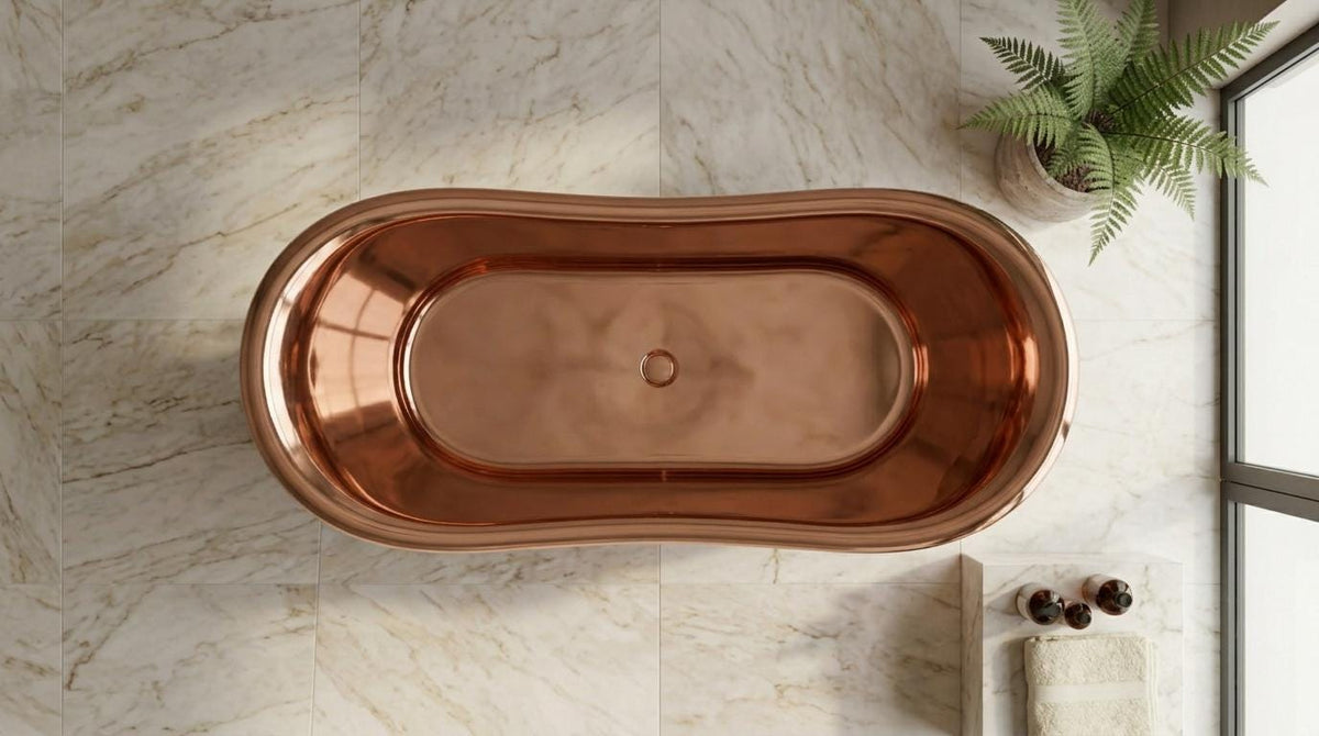 Copper Bathtub Freestanding Tub, Vintage Bathroom Soaking Tub, Rustic Clawfoot Style, Luxury Copper Bath