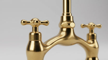 Unlacquered Brass Kitchen Faucet, Solid Brass, Vintage, Bridge Faucet, Morocco Handmade Faucet