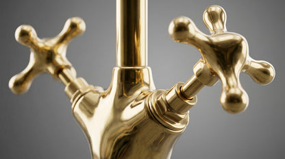Bathroom Faucet Unlacquered Solid Brass Gooseneck Vanity Tap, Kitchen Faucet, Vintage Cross Handles, Aged Brass, Handmade in Morocco