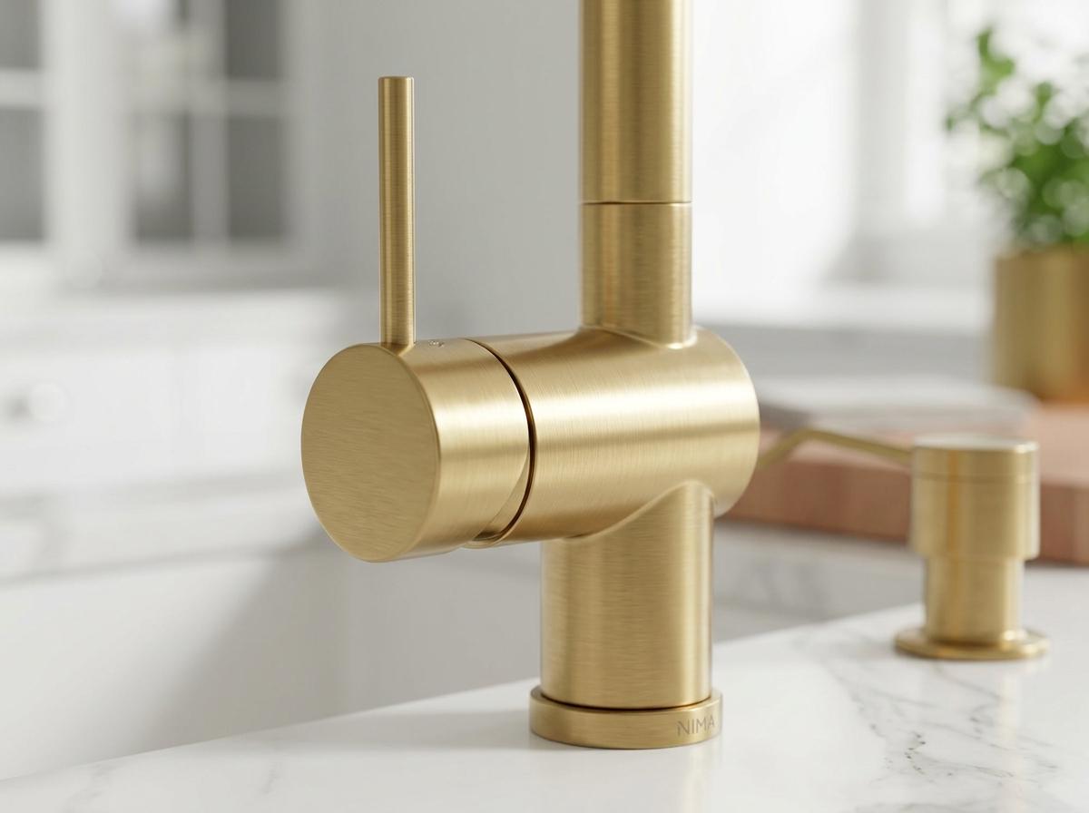 Unlacquered Brass Kitchen Faucet, Solid Brass Single-Hole Pull-Down Sprayer, Vintage Style Mixer Tap