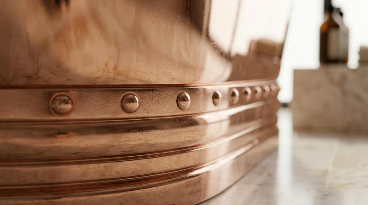 Copper Bathtub Freestanding Tub, Vintage Bathroom Soaking Tub, Rustic Clawfoot Style, Luxury Copper Bath