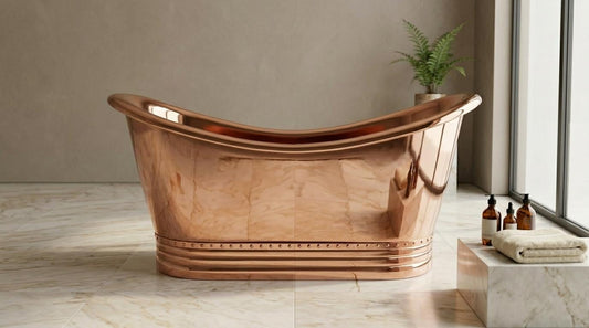 Copper Bathtub Freestanding Tub, Vintage Bathroom Soaking Tub, Rustic Clawfoot Style, Luxury Copper Bath