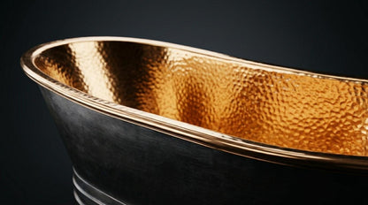 Black Copper Bathtub Freestanding Tub, Hammered Copper Soaking Bath, Luxury Vintage Bathroom, Handmade Morocco Tub