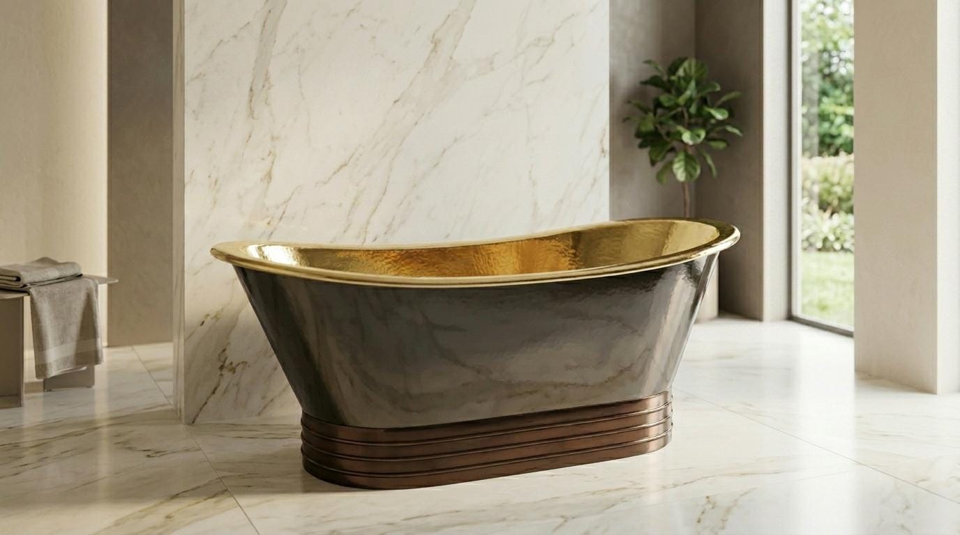 Black Copper Bathtub Freestanding Tub, Hammered Copper Soaking Bath, Luxury Vintage Bathroom, Handmade Morocco Tub