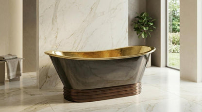 Black Copper Bathtub Freestanding Tub, Hammered Copper Soaking Bath, Luxury Vintage Bathroom, Handmade Morocco Tub