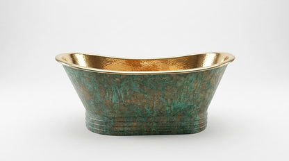 Luxury Hammered Copper Bathtub – Handmade Freestanding Soaking Tub, Vintage Patina Style, Artisan Metal Bath Tub