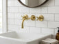 Handmade Unlacquered Brass Wall Mount Faucet With Valve | Antique Cross Handle Wall Bathroom Tap | Vintage Polished Gold Moroccan Fixture