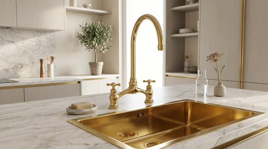 Unlacquered Brass Kitchen Faucet, Solid Brass, Vintage, Bridge Faucet, Morocco Handmade Faucet