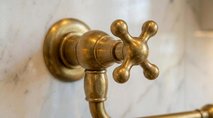 Handmade Unlacquered Brass Double Joint Pot Filler Faucet | Articulating Wall Mount Stove Tap | Vintage Polished Moroccan Artisan Kitchen