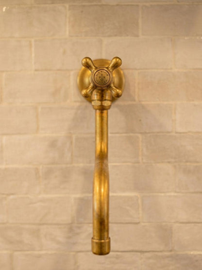 Unlacquered Brass Pot Filler Faucet | Wall Mount Articulating Swing Arm | Solid Brass Over Stove Kitchen Tap | Farmhouse Chef Faucet
