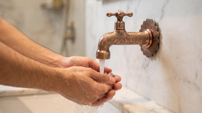 Handmade Engraved Copper Moroccan Wall Faucet, Arabesque Decorative Garden Outdoor Tap, Antique Single Hole Artisan Bathroom Kitchen Spigot