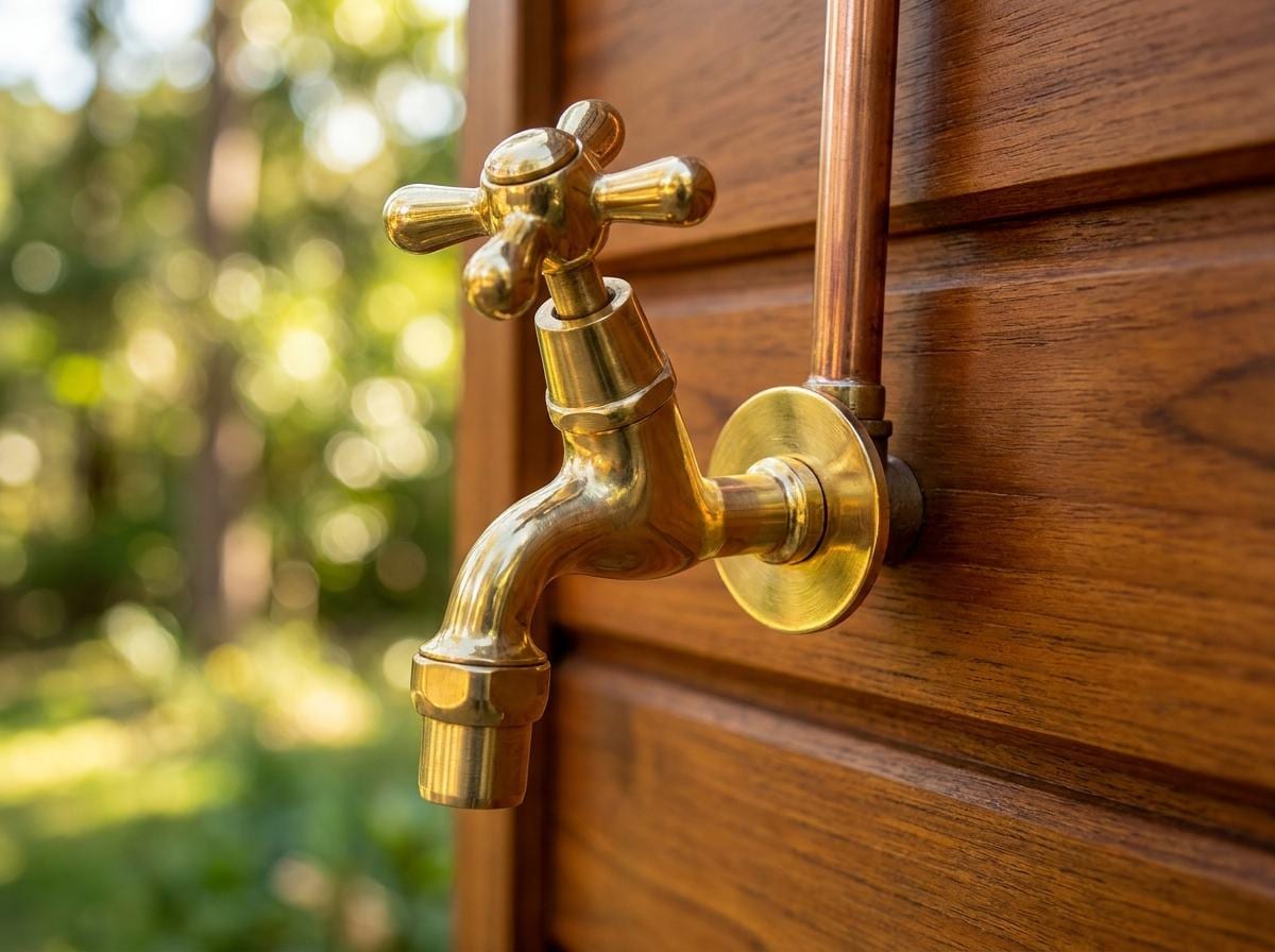 Handmade Copper Outdoor Shower System Wall Mount | Brass Rain Shower Head Garden Pool Shower | Rustic Industrial Artisan Pipe Shower Set