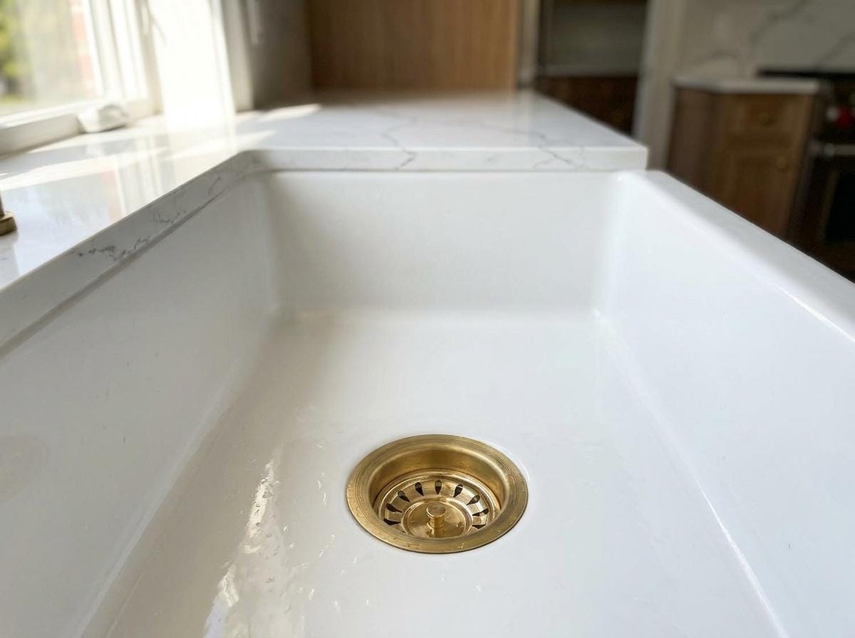 Unlacquered Brass Sink Drain Flange | 3.5 Inch Kitchen Disposal Basket Strainer | Farmhouse Brass Drain Stopper Replacement