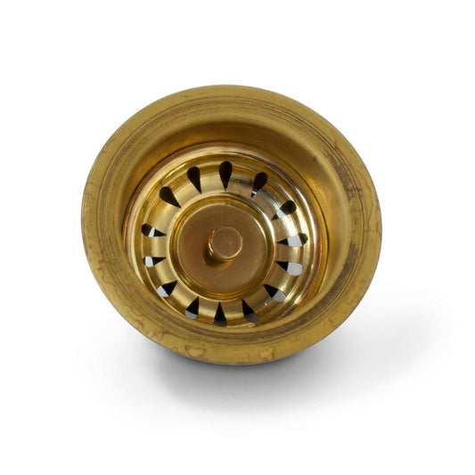 Unlacquered Brass Sink Drain Flange | 3.5 Inch Kitchen Disposal Basket Strainer | Farmhouse Brass Drain Stopper Replacement
