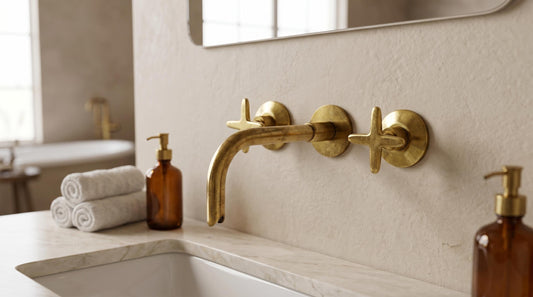 Unlacquered Brass ,Wall Mount Bathroom Faucet Solid Brass Sink Tap, Vanity Faucet, Modern Style