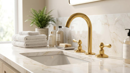 Unlacquered Brass Bathroom Faucet, Solid Brass Widespread, Vintage Style Vanity Tap, Moroccan Handmade Faucet
