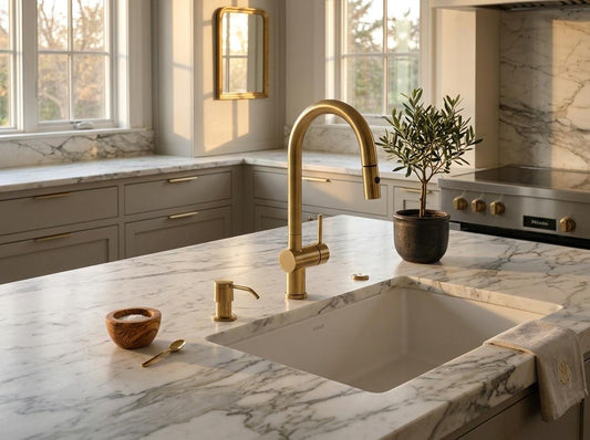Unlacquered Brass Kitchen Faucet, Solid Brass Single-Hole Pull-Down Sprayer, Vintage Style Mixer Tap