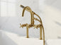 Unlacquered Brass Clawfoot Tub Faucet | 2-Hole Deck-Mount Tub Filler with Hand Shower | Vintage 3-Handle Bathtub Faucet Set