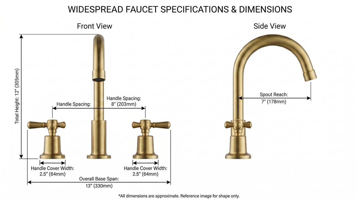 Complete Brass Bathroom Hardware Set | 2 Bathroom Faucet, Shower System, Deck-Mount Tub Filler