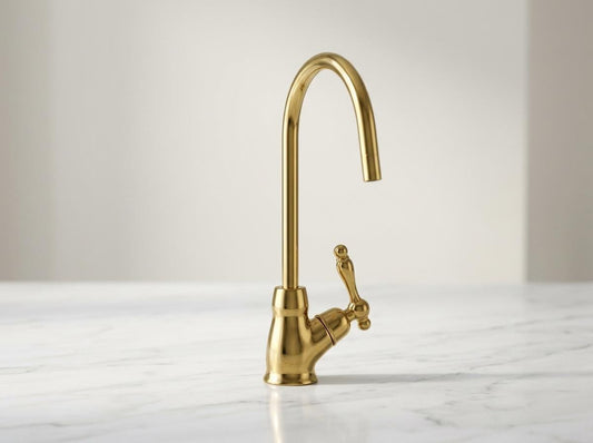 Handmade Unlacquered Brass Drinking Water Faucet RO Filter Tap | Reverse Osmosis Dispenser Single Hole | Vintage Polished Gold Artisan Tap