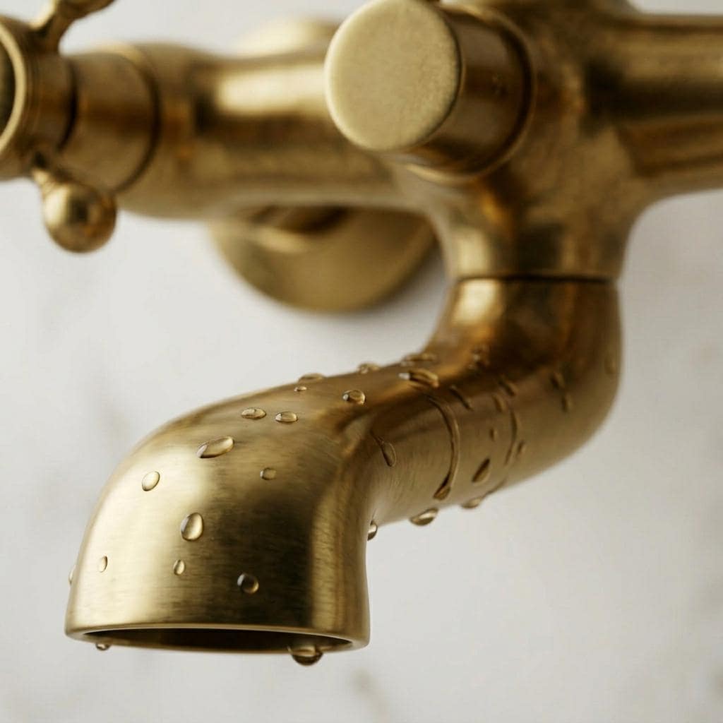 Handmade Unlacquered Brass Wall Mount Tub Faucet With Hand Shower | Vintage Clawfoot Bathtub Filler | Moroccan Artisan Living Patina Tap