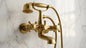 Handmade Unlacquered Brass Wall Mount Tub Faucet With Hand Shower | Vintage Clawfoot Bathtub Filler | Moroccan Artisan Living Patina Tap