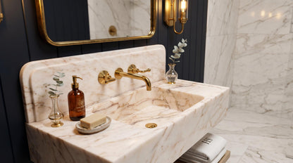 Unlacquered Brass 3-Hole Wall Mount Faucet | Lever Handle Bathroom Tap | Vintage Antique Solid Brass Widespread Luxury Sink Faucet