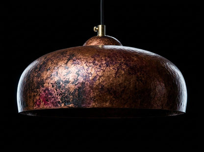 Handmade Aged Patina Copper Pendant Light Rustic Dome | Industrial Kitchen Island Ceiling Lamp | Bohemian Farmhouse Moroccan Artisan Light