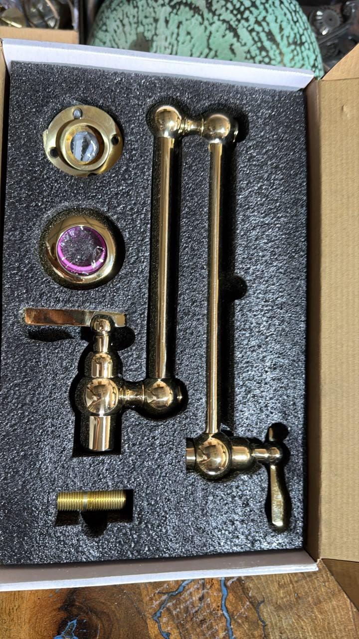 Unlacquered Brass Pot Filler Faucet, Wall Mount, Vintage Kitchen Tap, Stove Pot Filler, Morocco Handmade Pot Filler