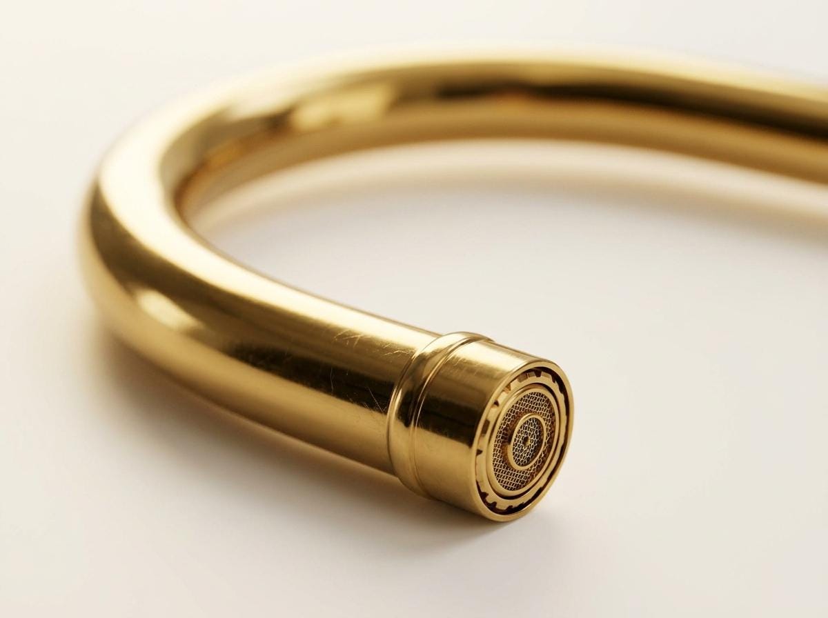Unlacquered Brass Bridge Kitchen Faucet White Porcelain Handles | Farmhouse Gooseneck Side Sprayer | Polished Gold Moroccan Artisan Handmade