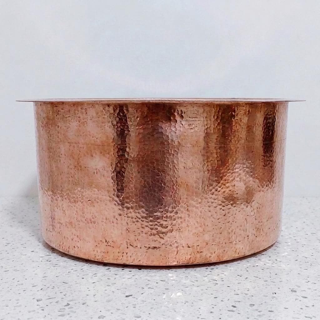 Hammered Copper Round Sink | Drop-In or Undermount Kitchen Bath | Farmhouse Rustic Copper Basin with Strainer