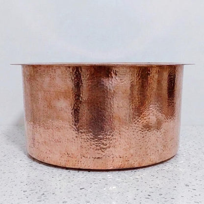 Hammered Copper Round Sink | Drop-In or Undermount Kitchen Bath | Farmhouse Rustic Copper Basin with Strainer