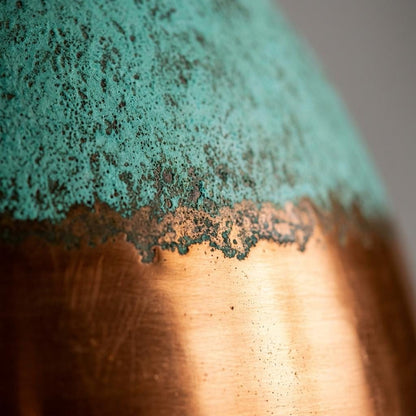 Handmade Green Patina Copper Pendant Light Two Tone | Oxidized Turquoise Dome Ceiling Lamp | Bohemian Farmhouse Moroccan Artisan Kitchen